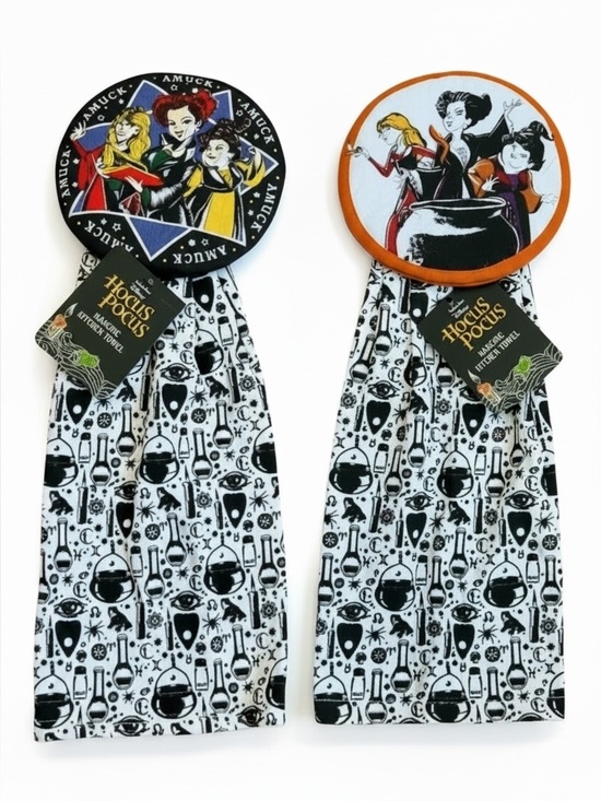 Disney Other - Pair Of Disney Hocus Pocus Sanger Sisters Halloween Kitchen Towels New With Tags